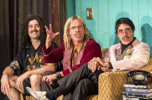 (L to R) Louie Magic, Daryl Hannah and Dennis Diamond in ELEPHANT ROOM, commissioned by Center Theatre Group at the Kirk Douglas Theatre Tom Chaits' Stage and Cinema review of ELEPHANT ROOM at Kirk Douglas in L.A.
