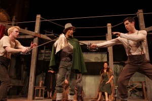 Michel Benz, Peter Bray, and Matthew Romain in the London-based Shakespeare's Globe Theatre troupe's production of HAMLET Paul Birchall's Stage and Cinema review of the Globe's HAMLET on US Tour