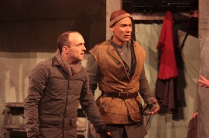 Tom Lawrence and Peter Bray in the London-based Shakespeare's Globe Theatre troupe's production of HAMLET Paul Birchall's Stage and Cinema review of the Globe's HAMLET on US Tour